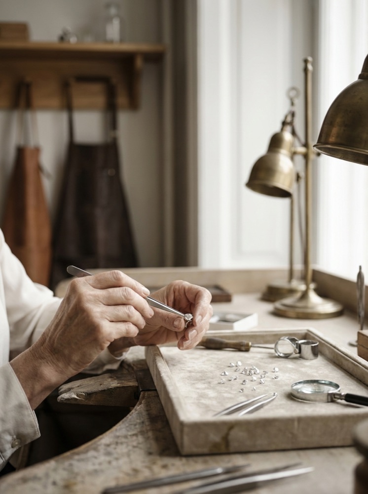 A piece in the making at the atelier